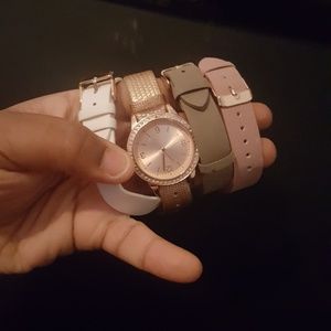 Watch face with 4 replaceable wristbands
